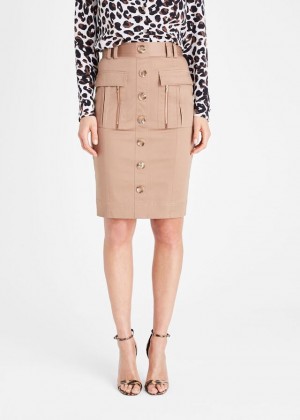 Beige Phase Eight Fifi Button Front Skirts | 0258GVQDE