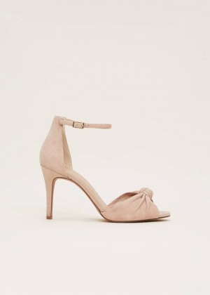 Beige Phase Eight Nude Suede Open Toe Heels | 3249HLZVF