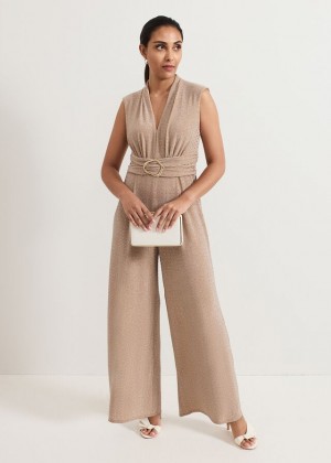 Beige Phase Eight Petite Brea Jumpsuit | 6583UDSWP