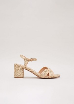 Beige Phase Eight Raffia Block Heels | 6915PBDCU