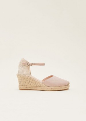 Beige Phase Eight Strap Wedge Espadrille Heels | 1748WBAOP