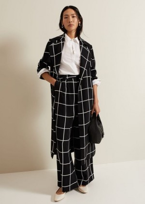 Black Phase Eight Aspen Check Wide Leg Trousers | 3609FDAEV