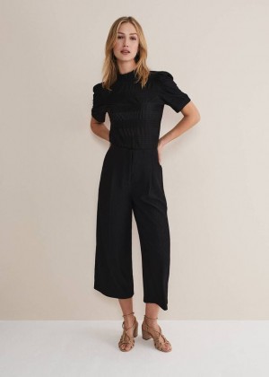 Black Phase Eight Audrea Wide Leg Culottes Trousers | 5714GSYUF