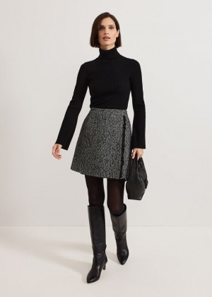 Black Phase Eight Ayame Textured Skirts | 5140SHWYI