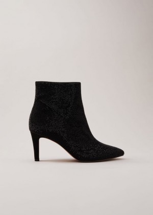 Black Phase Eight Black Sparkly Boots | 6180JRZYQ