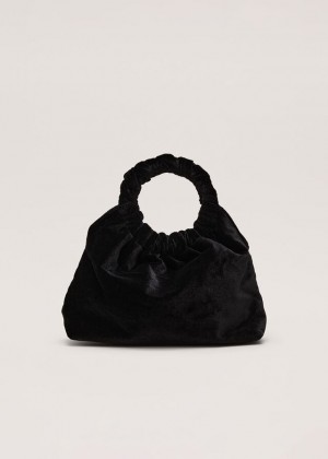 Black Phase Eight Black Velvet Twist Handle Grab Bags | 7219EWKDI