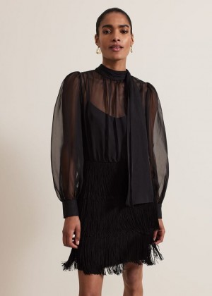 Black Phase Eight Felicity Fringe Dress | 6705HGUZI