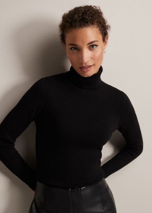 Black Phase Eight Gwyneth Roll Neck Knitwear | 4271SHPNU