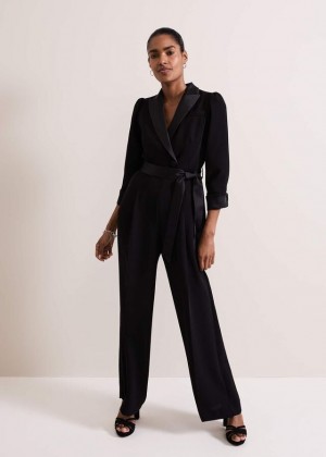 Black Phase Eight Kylie Tux Jumpsuit | 1763LGUFD