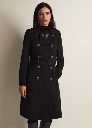 Black Phase Eight Layana Smart Trench Coats | 0246OJMXK