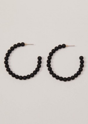 Black Phase Eight Matte Bead Hoop Jewellery | 8409TESBM