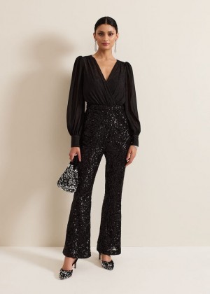 Black Phase Eight Milena Sequin Jumpsuit | 7593ZBYFR