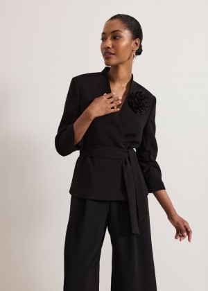 Black Phase Eight Sophin Corsage Coats | 2031SZTXJ