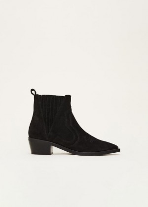 Black Phase Eight Stitch Detail Suede Boots | 2103DWNQU