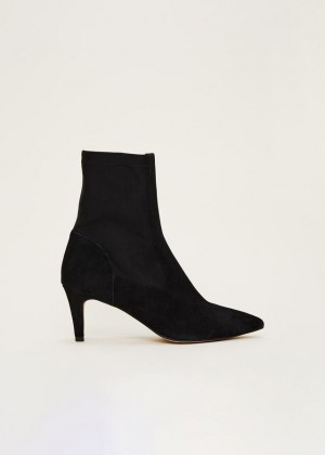 Black Phase Eight Suede Sock Boots | 6910TRJPQ