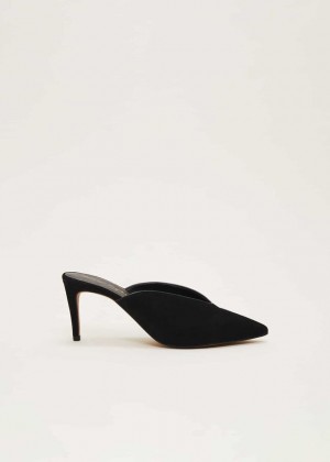 Black Phase Eight V Front Mule Flats | 8961VPTYI