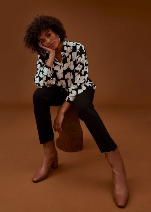 Black / Cream Phase Eight Luana Geo Print Shirts | 3892DGHYR