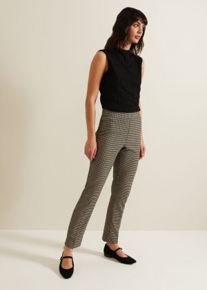 Black / Multicolor Phase Eight Donna Dogtooth Treggings Trousers | 0296RIBHV