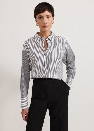 Black / White Phase Eight Mixed Stripe Shirts | 4813MIGAL