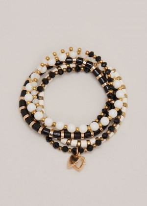 Black / White Phase Eight Mono Beaded Stacking Set Jewellery | 1846DJAIT