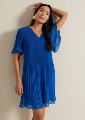 Blue Phase Eight Annabel Pleated Dress | 0482PIRMG