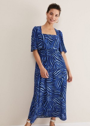 Blue Phase Eight Ayesha Zebra Print Dress | 6834EBFKX