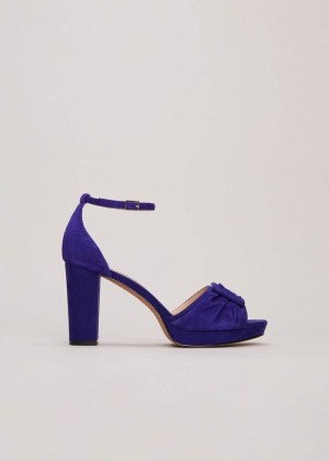 Blue Phase Eight Blue Suede Platform Heels | 1973UCEJP