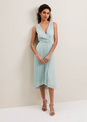 Blue Phase Eight Cressida Pleated Dress | 8951AYSEH