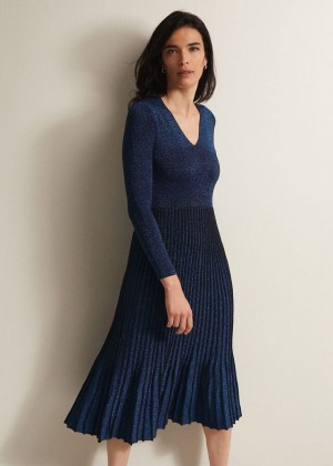 Blue Phase Eight Jessamin Shimmerted Knitwear | 8916DBEGM