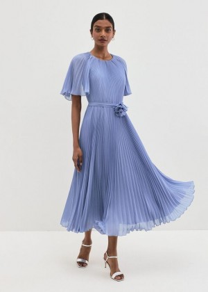 Blue Phase Eight Kathleen Pale Blue Pleat Dress | 5219UMERC