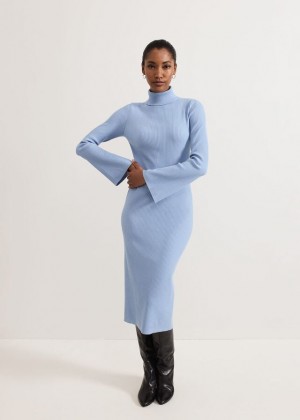 Blue Phase Eight Kylie Blue Roll Neck Dress | 0692IMEHG