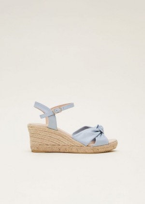 Blue Phase Eight Leather Knot Front Espadrilles Heels | 4651WMLFT