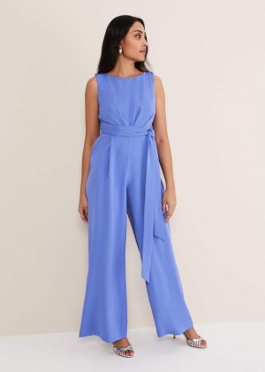 Blue Phase Eight Petite Elaina Blue Wide Leg Jumpsuit | 8357ONGIB