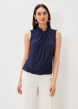 Blue Phase Eight Reign Twist Neck Shirts | 3960ILDNY