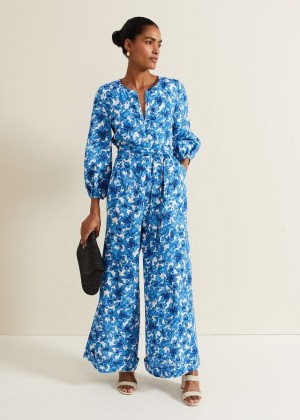 Blue Phase Eight Rosey Floral Zip Dress | 9658RYLOH