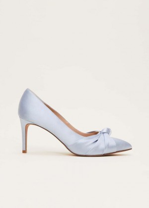 Blue Phase Eight Satin Knot Front Court Heels | 8053VIABG