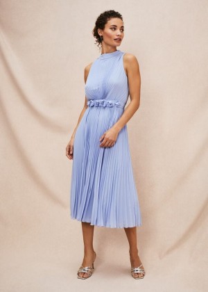 Blue Phase Eight Simara Pleated Dress | 7146SIRPA