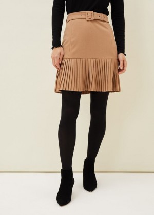 Brown Phase Eight Annabel Pleated Skirts | 6947NTDZP