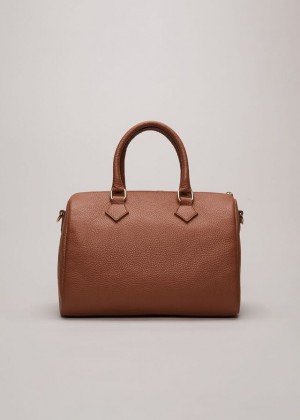 Brown Phase Eight Brown Leather Bowling Bags | 7096ASWYO