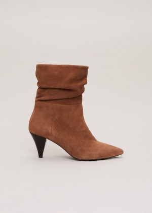 Brown Phase Eight Brown Suede Cone Western Heels | 9438UGVPB