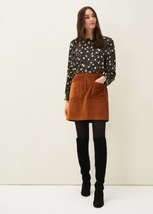 Brown Phase Eight Kennedy Corduroy Skirts | 0917NPBTE