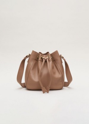 Brown Phase Eight Leather Bucket Bags | 1576LVCDP