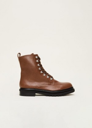 Brown Phase Eight Meladie Leather Lace Up Boots | 2671YQITN