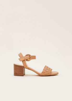 Brown Phase Eight Plaited Leather Heels | 2387DLXJC