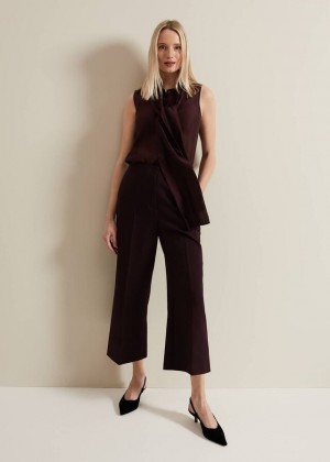 Burgundy Phase Eight Aubrielle Clean Crepe Culotte Trousers | 9570SDLKE