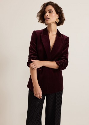 Burgundy Phase Eight Bridie Wine Velvet Jackets | 0168VENYT