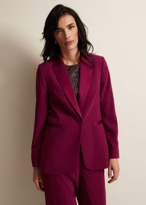 Burgundy Phase Eight Elandra Tux Jackets | 8713DVIEX