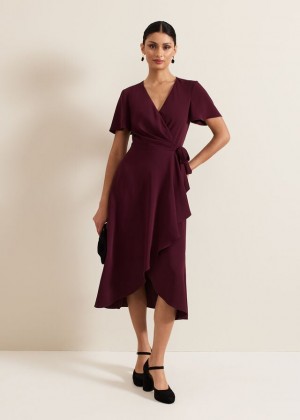 Burgundy Phase Eight Julissa Wrap Dress | 9783OCGSB