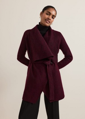 Burgundy Phase Eight Lana Textured Drape Coats | 6174SPWGN