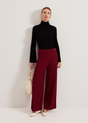 Burgundy Phase Eight Lori Ribbed Trousers | 0483NEBCG